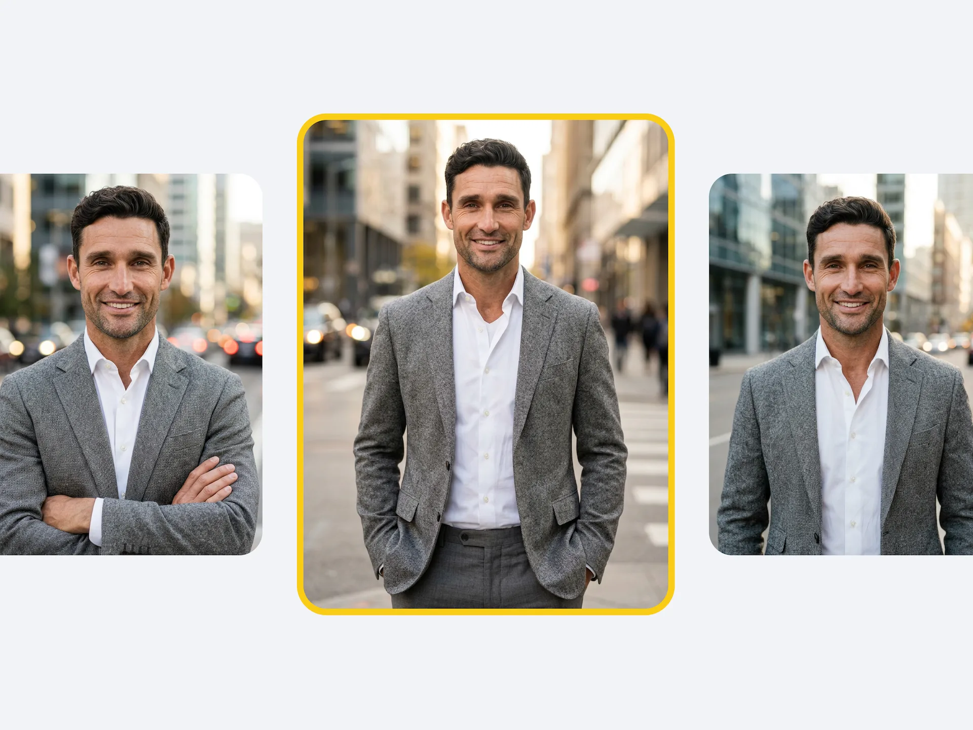 AI headshot generator feature: natural posture and authentic facial identity retention