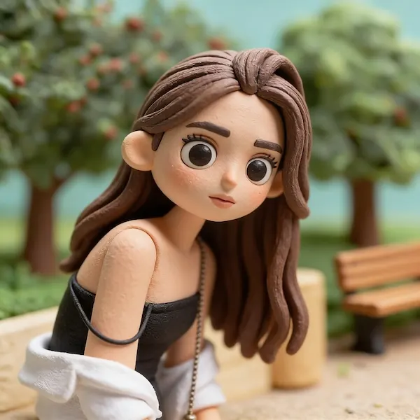 3D clay style texture, Pop Mart blind box toy aesthetic, keep original background, preserve original composition and character features. Smooth matte clay material, rounded edges, tilt-shift photography depth of field, soft pastel color scheme, studio lighting, Octane render, highly detailed, miniature aesthetic, 8k.