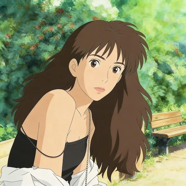 Classic 2D anime style, Studio Ghibli and Hayao Miyazaki art style, strictly keep original background and environment elements, preserve original character likeness. Hand-drawn animation texture, flat colors, clear and delicate line art, warm and nostalgic atmosphere, lush and vivid natural colors, anime film still, 8k.