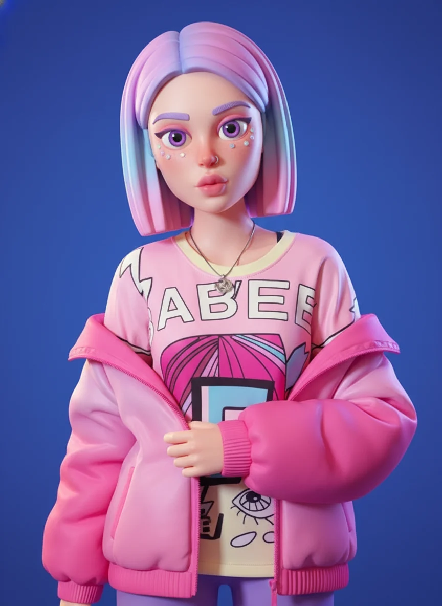 AI generated image: Transform the subject into a stylized 3D character with soft clay-like materials, rounded sculptural