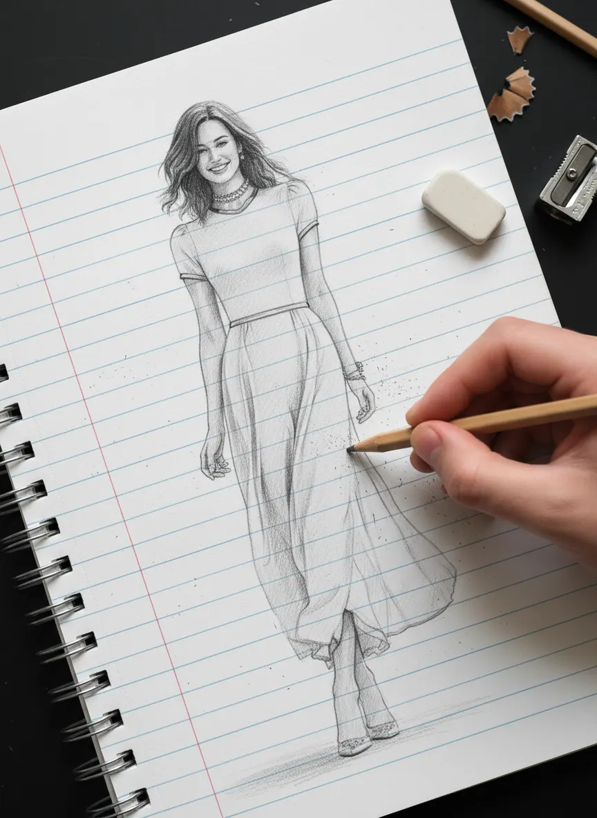 AI generated image: Based on the provided portrait of the subject, reimagine them as a ultra-detailed 3D graphite pencil