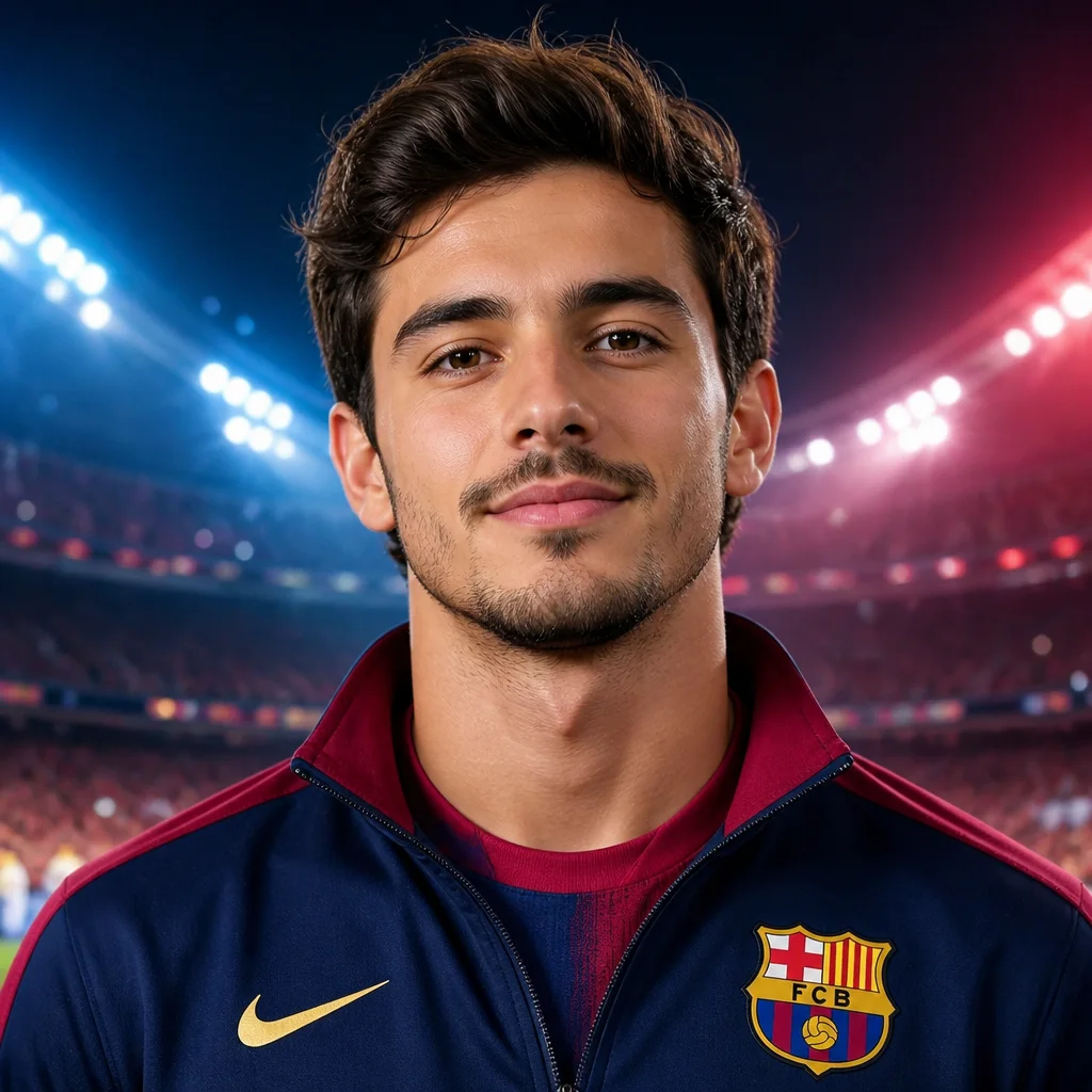 A clean World Cup avatar portrait with soft stadium glow, subtle team-color lighting, direct eye contact, modern soccer-fan jacket, smooth skin detail, centered composition, and crisp profile-photo clarity